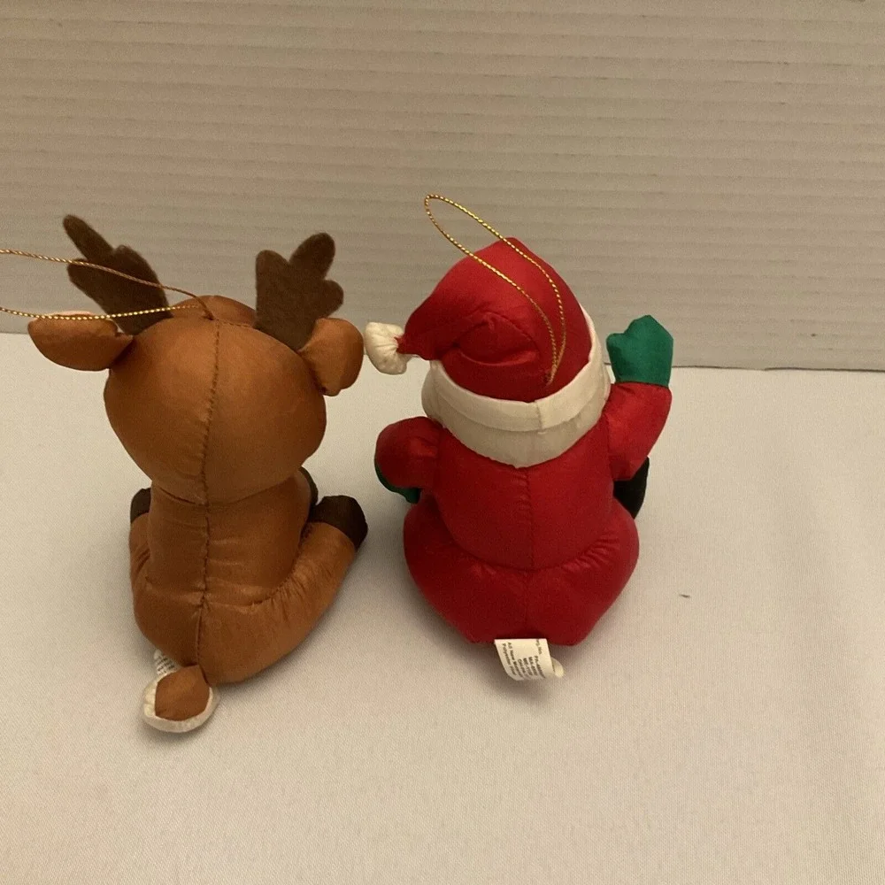 VTG Santa Reindeer Christmas Gibson‎ Greetings Stuffed Ornaments 1997